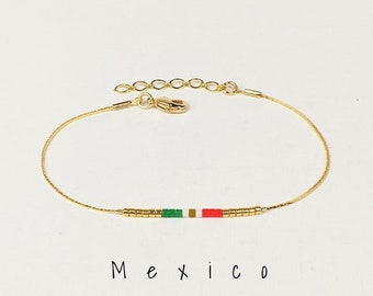 Mexico bracelet for men and women, Flag of Mexico gift, AU pair gift, Mexico flag bracelet subtle, Custom flag bracelet Emigrant gift / WF16