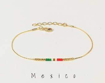 Mexico bracelet for men and women, Flag of Mexico gift, AU pair gift, Mexico flag bracelet subtle, Custom flag bracelet Emigrant gift / WF16