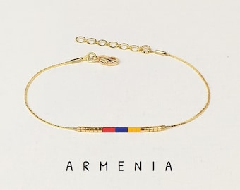 Armenien Farben Armband Goldkette, Flagge von Armenien Schmuck Geschenk, armenische Flagge Armband, benutzerdefinierte Nationalflagge, Mutterland Geschenk / WF10
