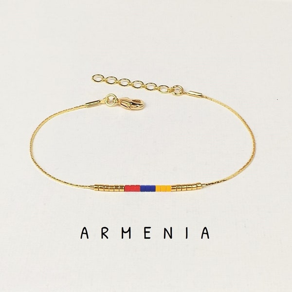 Armenia colors bracelet gold chain, Flag of Armenia jewelry gift, Armenian flag bracelet, Custom National flag, Motherland gift / WF10