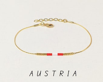 Flag of Austria bracelet subtle chain, Austria colors gift Austrian friend expat Custom world flag bracelet Motherland origins jewelry / WF5