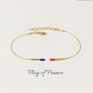 French flag bracelet for women, Flag of France accessories gift idea, Gift for France lovers, Keepsake of Paris, for fans of France / WF1a