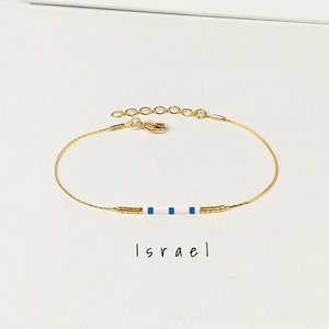 Israel flag bracelet chain, Flag of Israel jewelry, Israeli colors gift, Custom patriotic gift, Motherland, Custom flag bracelet / WF17