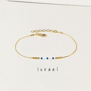 Israel Flagge Armband Kette, Flagge von Israel Schmuck, israelische Farben Geschenk, benutzerdefinierte patriotisches Geschenk, Mutterland, benutzerdefinierte Flaggenarmband / WF17