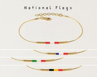 National flag bracelet minimalist, Country flag jewelry, Motherland gift idea, International couple friendship, Your country colors  / WFC2
