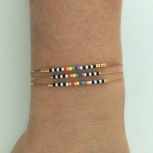 Thin Straight Ally Bracelet, Dainty rainbow pride bracelet, Gold chain Ally bracelet or anklet Community LGBT jewelry for best friend / AB1x