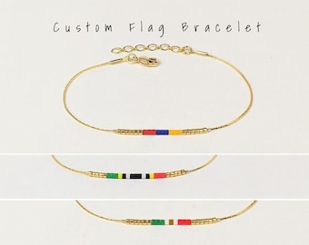 Custom Flag Bracelet Albania Algeria American Samoa Palestine Andorra Angola Antigua and Barbuda Armenia Aruba Australia Austria / WFC4