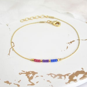 Subtle Bisexual Bracelet Bi flag colors jewelry Thin gold chain bracelet or anklet Minimalist LGBT jewelry Queer gift for best friend / BSB4