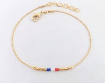 France Flag bracelet, Country flag bracelet, Patriotic jewelry, Origins bracelet, France colors / WF1