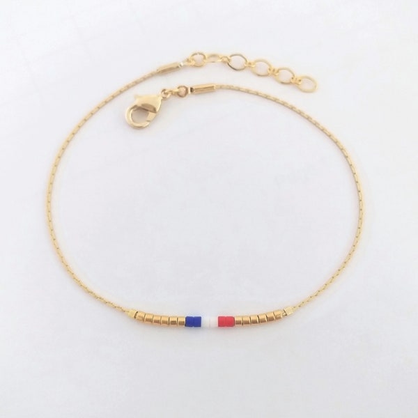 Bracelet drapeau de la France, bracelet drapeau de pays, bijoux patriotiques, bracelet Origins, couleurs de la France / WF1