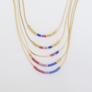 Bi Pride necklace women, Tiny beaded bisexual necklace, Minimalist bisexual jewelry, Bi pride flag gift for best friend, pride month / BSN4