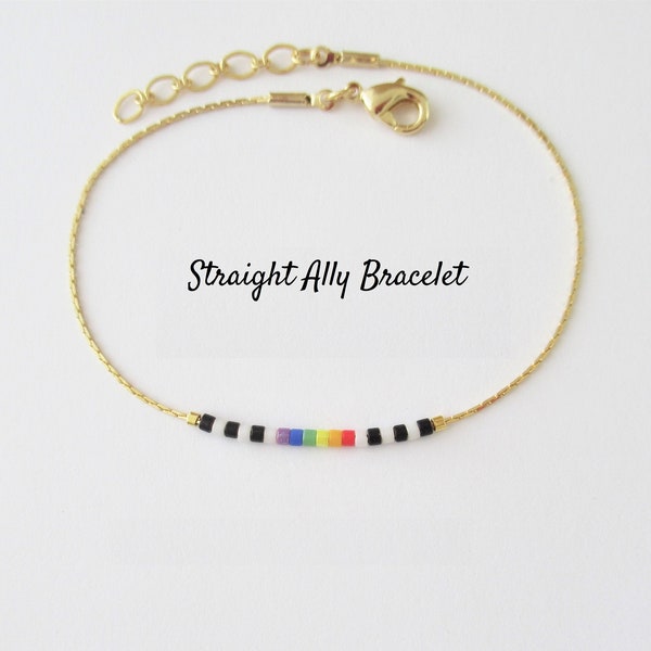Straight Ally Bracelet, Subtle pride bracelet gold chain, Ally bracelet or anklet, Support LGBT jewelry for best friend / AB1