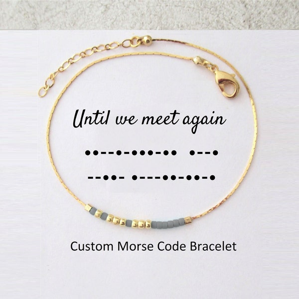 Memorial bracelet for women Until we meet again Custom morse code bracelet Female remembrance gift for loss of a child husband mom / MBI1