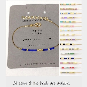 11:11 bracelet gold chain, Guardian Angel number bracelet, Morse Code jewelry, 1111 gift for her, Spiritual Jewelry, Protection gift / MBI4o