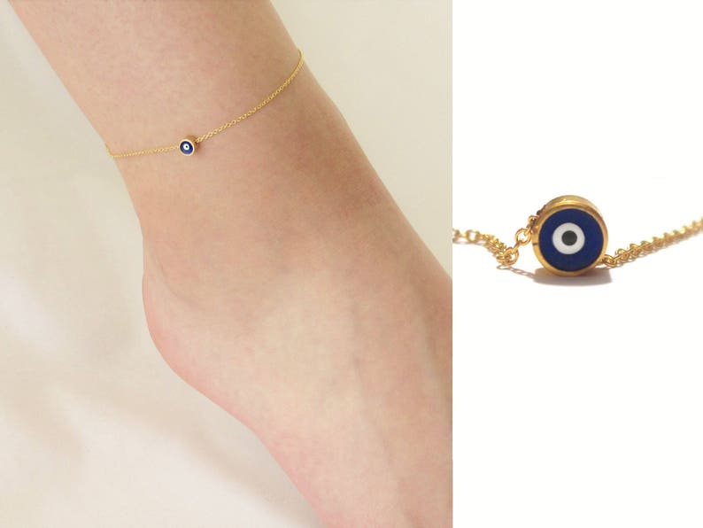 Gold Evil Eye Anklet Ankle Bracelet with Evil Eye Charm Etsy