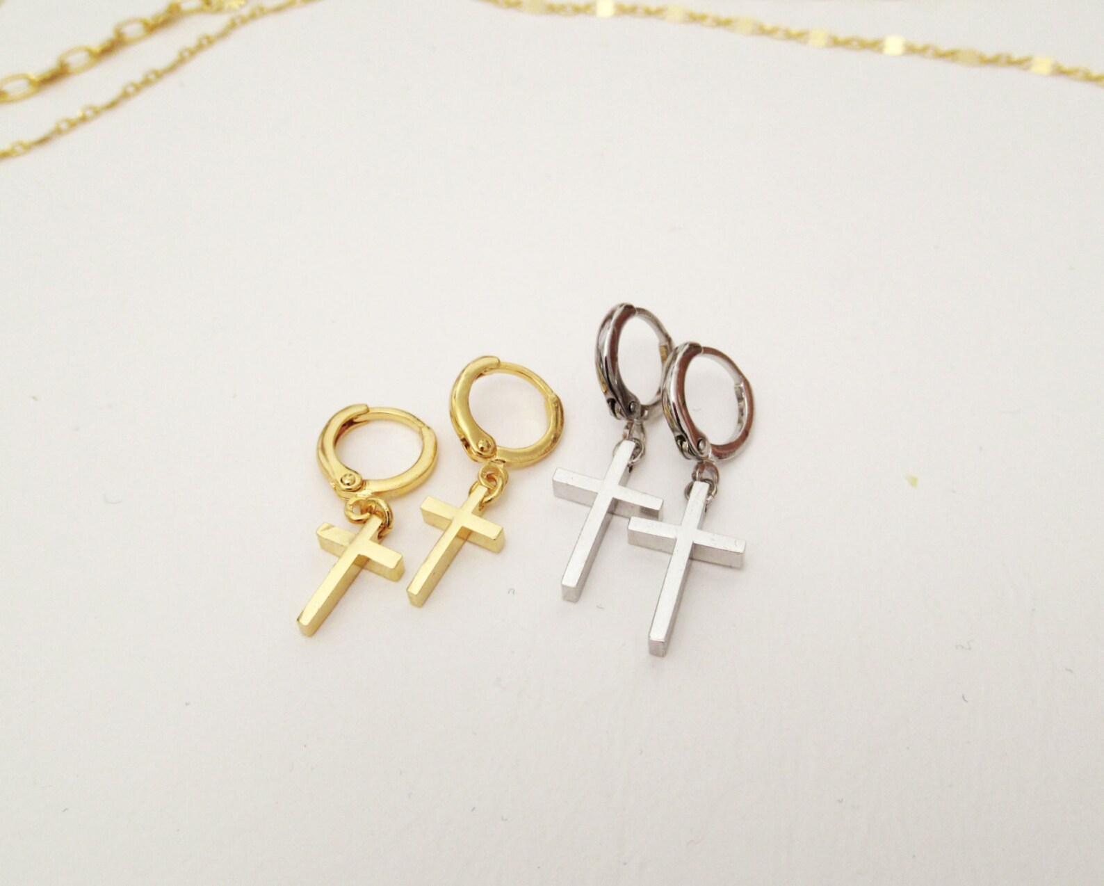 Gold Cross Hoop Earrings X Earrings With Hoops Earrings With Etsy