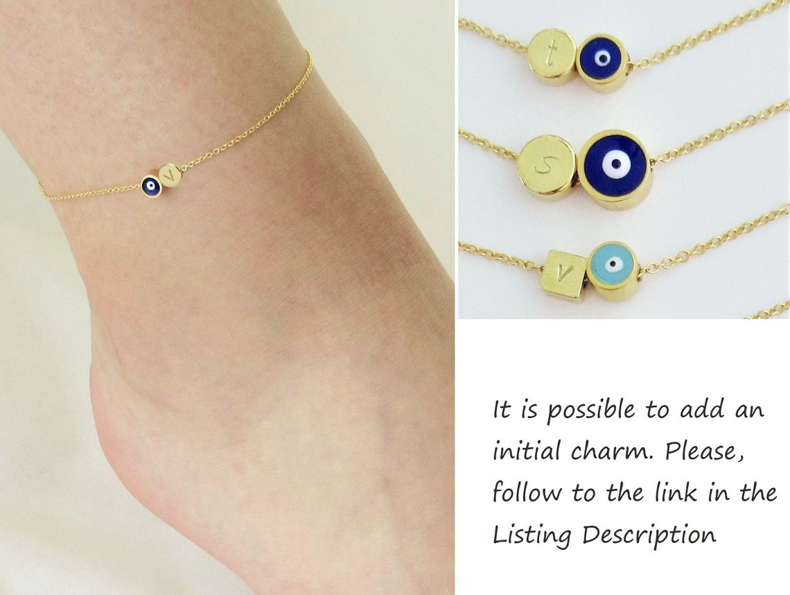 Gold Evil Eye Anklet Ankle Bracelet with Evil Eye Charm Etsy