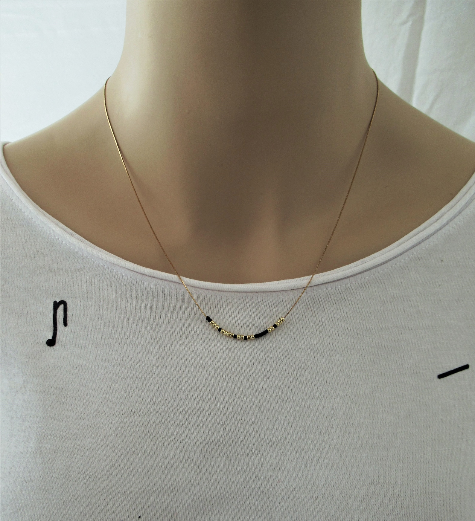 Thin Beaded Morse Code Necklace for Women, Custom Name Necklace Dainty ...