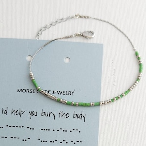 I&#39;d help You bury the body bracelet in silver tone, Friendship jewelry, Morse Code bracelet for Best Friends, Friendship Anklet / MBPf