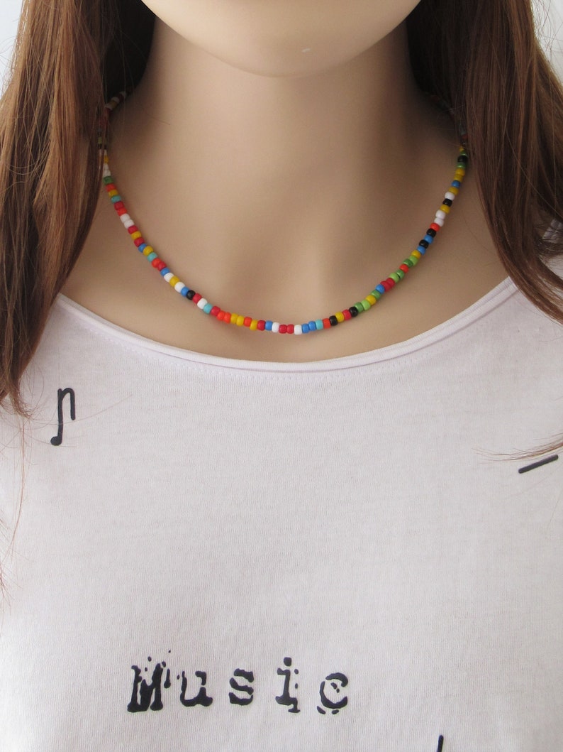 Long Bead Necklace for Women 70s Jewelry Colorful Hippie Etsy
