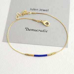 Democratic bracelet Christmas gift for women, Blue Democratic Party bracelet thin chain, Delicate jewelry femme / PF3