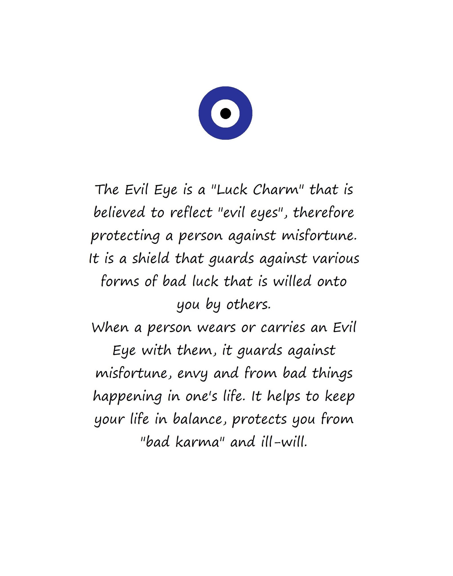 Dark Blue Evil eye necklace with meaning card Kabbalah | Etsy