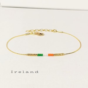 Ireland flag bracelet minimalist, St Patricks Day gift for women, Irish jewelry femme, St Paddys Day gift, Irish girlfriend / WF27