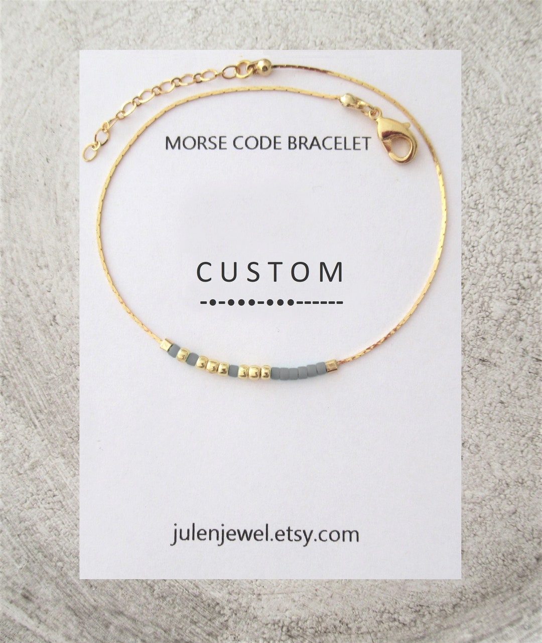 Gray Gold Bracelet, Thin Morse Code Bracelet for Women, Customized Gift ...