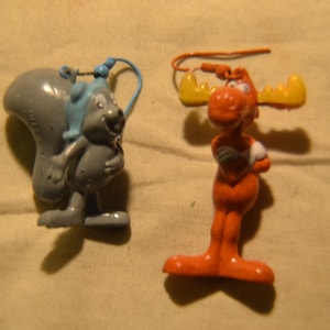 Rocky and Bullwinkle Earrings - 1960's Carton Favorites by Jay Productions-
