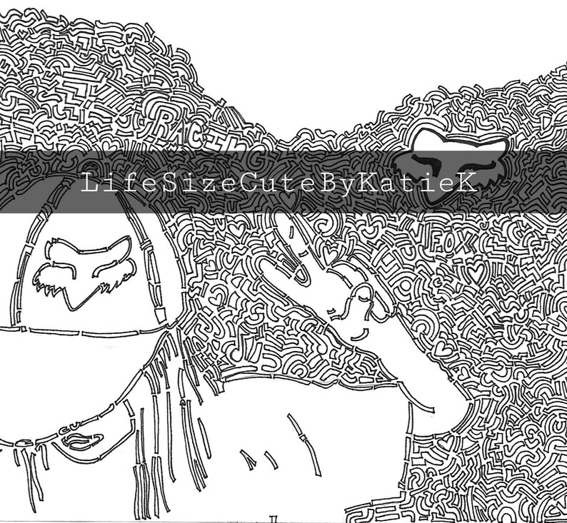 Fox Adult Coloring Page, Fox Racing, Fox Racing Coloring Page, Instant