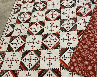 Holiday Bed Sized Quilt, Christmas Quilt appx. 100" square