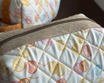 Knitting project bag, zipper bag, medium Holland pouch