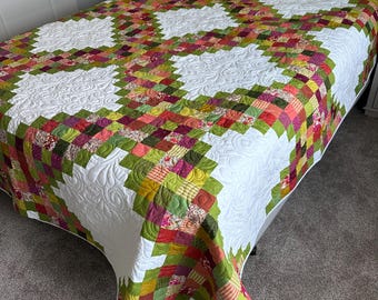 Bed Sized Quilt, Irish chain Quilt appx. 90" square