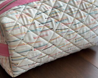 Knitting project bag, zipper bag, large Holland pouch