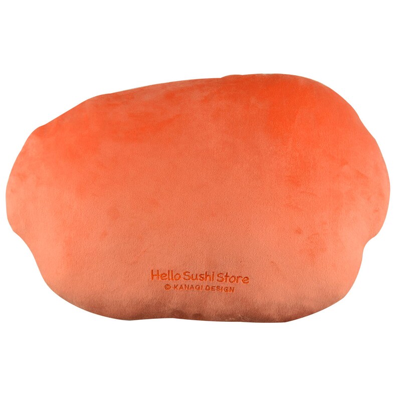 May include: A bright orange plush pillow shaped like a sushi roll. The pillow has the text "Hello Sushi Store &copy; KANAQI DESIGN" printed on it.
