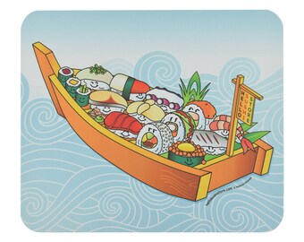 Sushi Mouse Pad Sushi Boat Mouse Pad Japanese Mouse Pad Gift Ocean Mouse Pad Funny Sushi Office Mouse Pad Desktop Mouse Pad Kawaii Mouse Pad