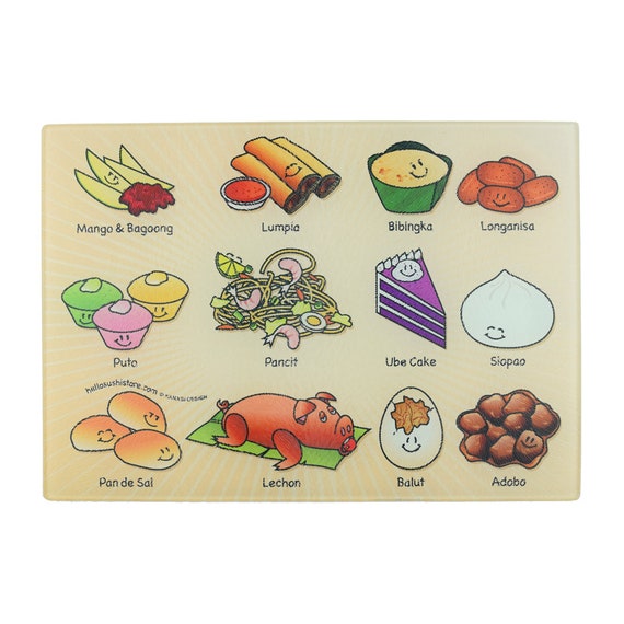 Filipino Food Cutting Board Pagkain Tagalog Philippines Decor Etsy