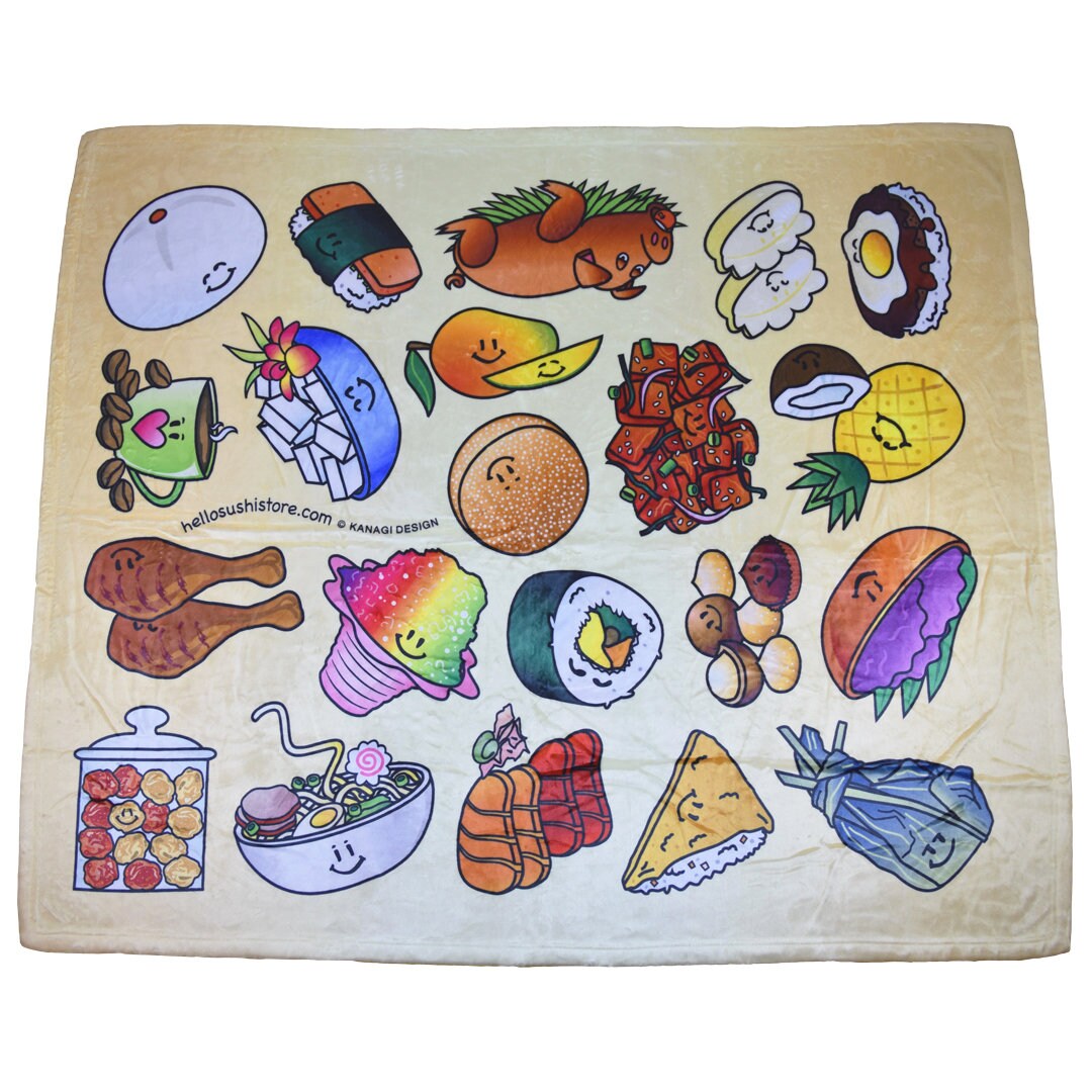 Hawaiian Blanket, Hawaiian Food Blanket, Hawaiian Print, Hawaiian Theme