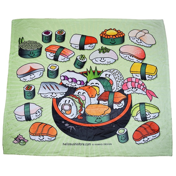 Sushi Blanket, Sushi Gift, Sushi Lover, Japanese Food Blanket