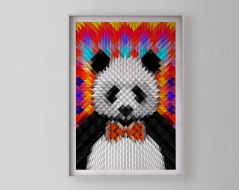 Geometrische Panda Art Print: grappige dierenillustratie door Ali Gulec
