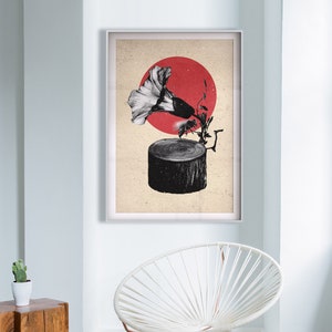 Gramophone Art Print: Abstract Nature Music Poster by Ali Gulec