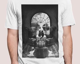 T-shirt Skull Illusion Art: gotisch zwart-wit T-shirt met afbeelding