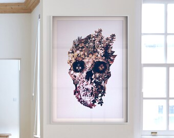 Floral Skull Art Print: Gothic Sugar Skull Illustration