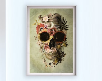 Flowered Skull Artwork | Bright and Bold Home Accent