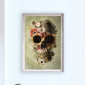Flowered Skull Artwork | Bright and Bold Home Accent