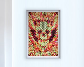 Geo Skull Poster, Geometric Skull Art Print, Sugar Skull Pattern Home Decor, Colorful Skull Wall Art Print Gift, Illustration By Ali Gulec