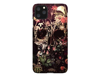 Bloom Skull iPhone 15 Case, Floral Skull iPhone Case, Flower Skull Samsung Case, Sugar Skull Phone Case Gift, Skull Case For iPhone 13 Mini