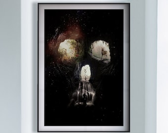 Höhlen Schädel Kunstdruck: Natur Illustration von Ali Gulec