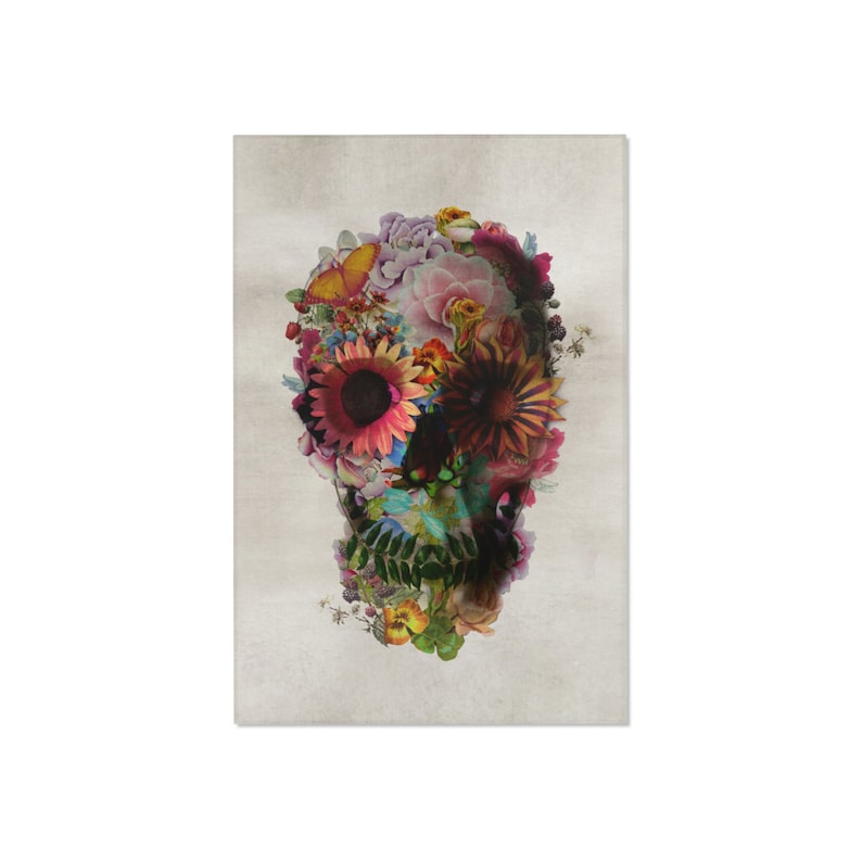 Boho Skull Area Rug Gothic Skull Art Floor Rug Flower Skull Boho Room Decor Gift Floral Sugar Skull Durable Floor Art
