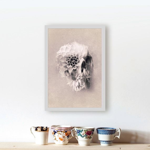 Flower Skull Art Print Sugar Skull Instant Download Printable | Etsy